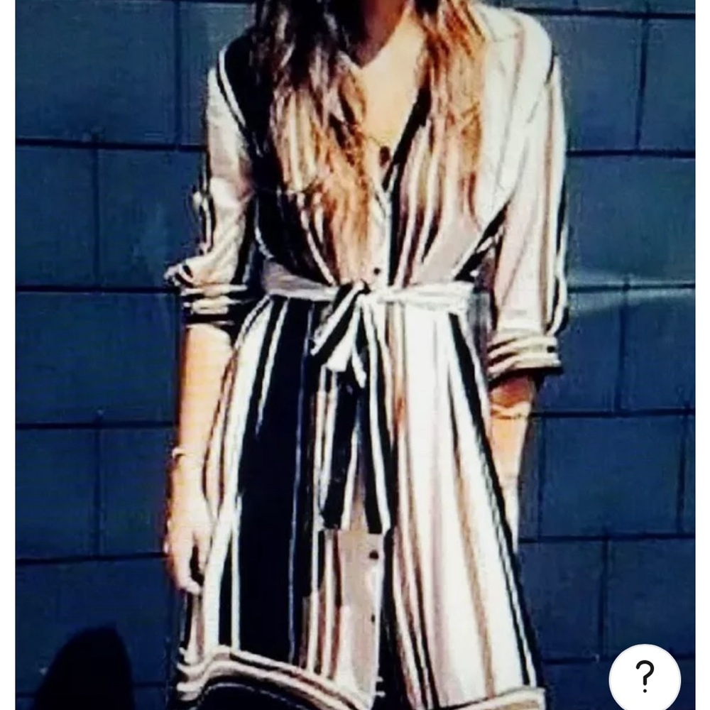 Zara Multicolored Pink Blush Striped Shirt Dress Tunic w/Belt Size XS